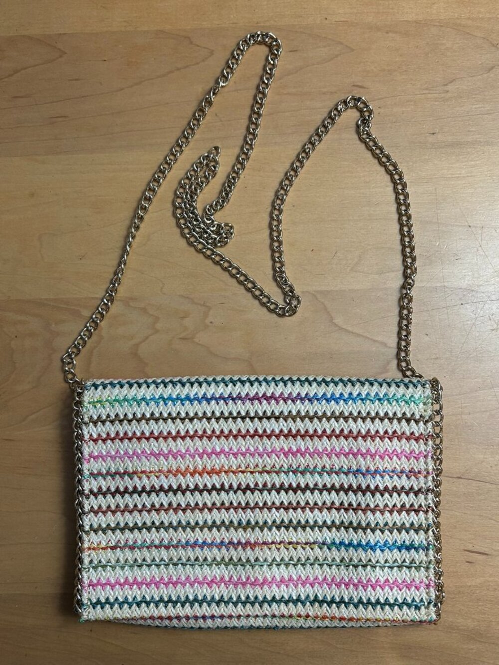 Clutch purse, mutli color, Designer is Cheslea28, purchased at Neiman Marcus